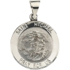 Hollow St. Michael Medal, 18.25 mm, 14K White Gold