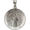 Hollow St. Jude Thaddeus Medal, 18.25 mm, 14K White Gold