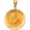 Hollow St. Anthony Medal, 18.25 mm, 14K Yellow Gold
