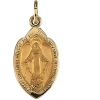 Miraculous Medal, 13 x 08 mm, 14K Yellow Gold