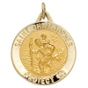 St. Christopher Medal, 29 mm, 14K Yellow Gold