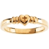 14K Yellow Gold Heart & Cross Chastity Ring