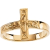 14K Yellow Gold 15 mm Crucifix Chastity Ring