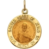 Sacred Heart of Jesus Medal, 15 mm, 14K Yellow Gold
