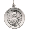 St. Theresa Medal, 22 mm, Sterling Silver