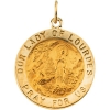 Our Lady of Lourdes Medal, 18 mm, 14K Yellow Gold