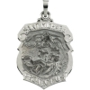 St. Michael Medal, 27 x 21 mm, 14K White Gold