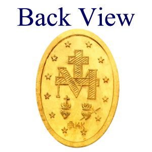 Miraculous Medal, 29 X 20 mm, 18K Yellow Gold - Click Image to Close