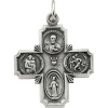 Sterling Silver 25x24 mm Four-Way Cross Medal 24" Necklace