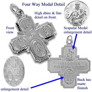 Sterling Silver 30x29 mm Four-Way Cross Medal 24" Necklace - Click Image to Close