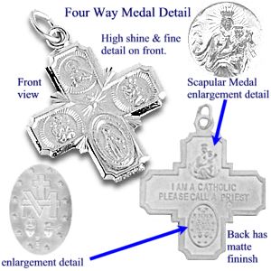 4-Way Cross Medal, 30 X 29 mm, 14K White Gold