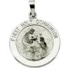 First Communion Medal, 12 mm, 14K White Gold