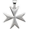 14K White Gold Maltese Cross Pendant