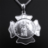 St. Florian Badge, Sterling, 25x25mm with 24” Chain