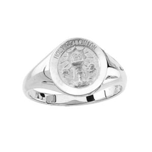 Holy Communion Sterling Silver Ring, 12 mm round top - Click Image to Close
