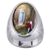 Our Lady of Lourdes Charm Gem Sterling Ring