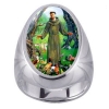 St Francis with Animals Charm Gem Sterling Ring