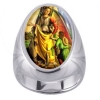 St Raphael with Tobias Charm Gem Sterling Ring