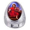 Jesus with flowers Charm Gem Sterling Ring