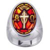 Alpha Omega with Cross Charm Gem Sterling Ring