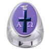 Violet Alpha Omega Holy Spirit Cross Charm Gem Sterling Ring