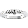 14K White Gold Heart & Cross Chastity Ring