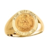 Jesus Mary and Joseph Ring. 14k gold, 15 mm round top