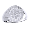 St Benedict Cross Sterling Silver Ring, 18 mm round top