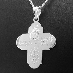 Sterling Silver Cruciform Cross Pendant Medal & 18" Chain.