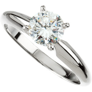 14k White Gold Heavy Shank Solitaire with .5 ct Moissanite