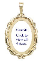 Scroll Pendants in silver or 14k gold.