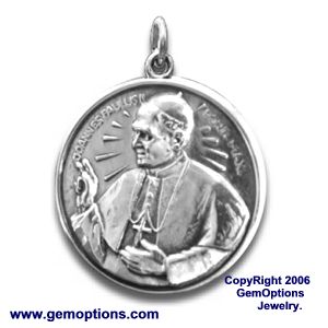 Pope John Paul II Medal, 26.5 mm, Sterling Silver - Click Image to Close