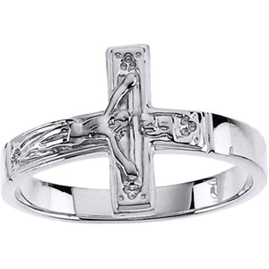 Sterling Silver 15 mm Crucifix Chastity Ring - Click Image to Close