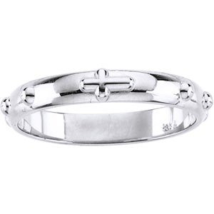 Sterling Silver Rosary Ring, 3.2mm wide - Click Image to Close