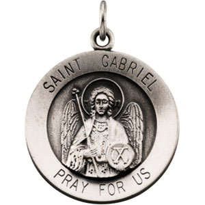 St. Gabriel Medal, 18.5 mm, Sterling Silver - Click Image to Close