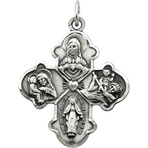 Sterling Silver 31x26 mm Four-Way Cross 24" Necklace - Click Image to Close