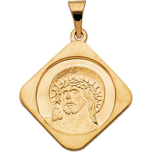 Ecce Homo Medal, 18.8 x 18.8 mm, 14K Yellow Gold - Click Image to Close