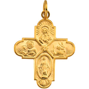 Four Way Medal, 24.4 x 21.5 mm, 14K Yellow Gold - Click Image to Close