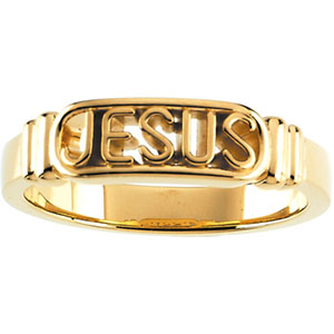 14K Yellow Gold In The Name of Jesus® Chastity Ring - Click Image to Close