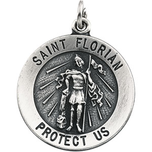 St. Florian Medal, 22 mm, Sterling Silver - Click Image to Close