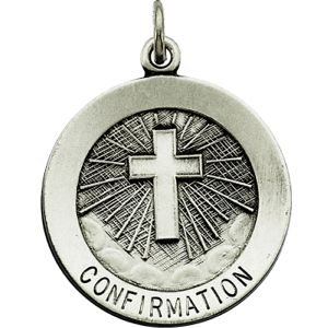 Confirmation Cross Medal, 11.75 mm, Sterling Silver - Click Image to Close