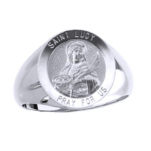 St. Lucy Sterling Silver Ring, 15mm top - Click Image to Close