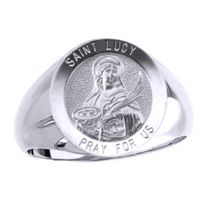 St. Lucy Sterling Silver Ring, 18 mm round top - Click Image to Close