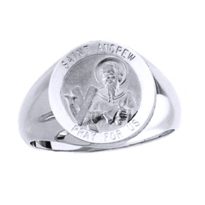 St. Andrew Sterling Silver Ring, 15mm top - Click Image to Close