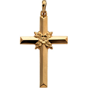 14K Yellow Gold The Rugged Cross® Chastity Ring - Click Image to Close