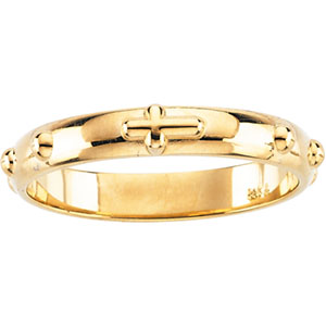 14K Yellow Gold Rosary Ring, 3.2mm wide - Click Image to Close