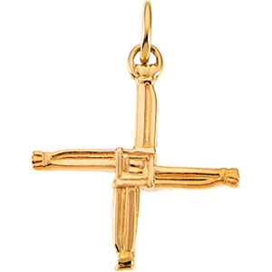 St. Brigid 14K Gold Cross Pendant - Click Image to Close