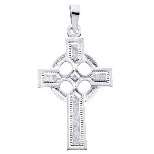 14K White Gold Celtic-Inspired Cross Pendant - Click Image to Close