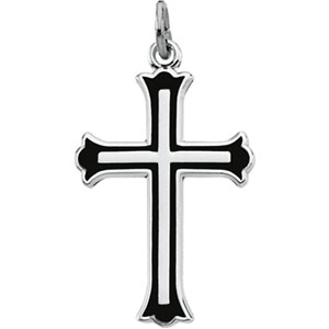 Cross with Black Enamel - Click Image to Close