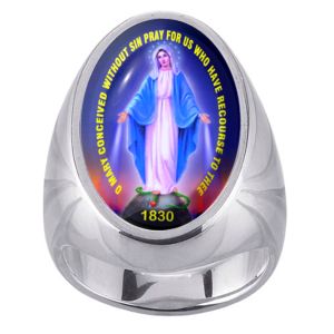 Miraculous Mary Charm Gem Ring - Click Image to Close